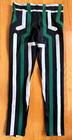 Men   s Pro Wrestling Tights Striped Green black silver W  Sting Zip Sz L 38   40