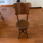Antique High Back Adjustable Piano Organ Stool Glass Ball Claw Feet Rare