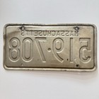 Vintage 73 Mass White Blue Rear  License Plate   519-708 Massachusetts Auto Tag