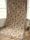 Curtain Antique French Block Printed Panel Drape C1850 W  Ruffle Indienne Design