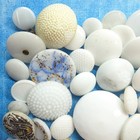 91 Antique   Vintage Mostly White Glass Buttons   Under 3 8  To Almost 1-1 16 