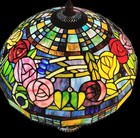 Large Vintage Tiffany Style Lamp Shade Rose Motif Stained Glass Floral Theme 20 
