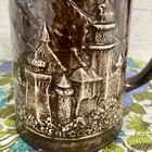 Vintage German-style Beer Stein   Tankard Mug     Castle Relief     Brown Glaze