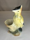 Vintage 1950 s Royal Copley Vase Planter Bird On Tree 6  Usa Art Pottery
