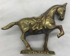 Vintage Brass Prancing Horse Statue On Base  5 5    Tall  Preowned C5