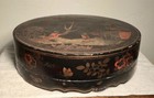 Antique Chinese Qing Large Black Lacquer Gift Box   Butterflies And Flowers 