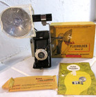 Vintage 1950s Kodak Tourist Ii Camera W  Flash  bulb   Bulb Protector  Flash Box