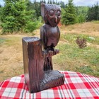 Vintage Owl Bookend Hand Carved Wood 1960   s Mcm Rustic Owl Decor Folk Art Style