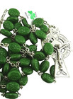 Nickle And Ceramic Green Shamrock Rosary Beads