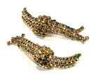Musi Retro Mcm Gold Shoe Clips Aurora Borealis Rhinestones Vintage Stunning Euc