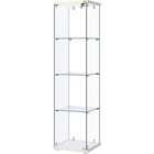 4 Shelf Glass Display Cabinet Glass Curio Cabinet Bookshelf Showcase With Lock