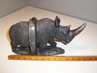 Black Rhinoceros Head   Rear Bookends Heavy Set Of 2