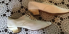 Antique  C 1900 White Kid Leather Heeled Shoes 3 1 2c 1836  9 X 2  1 2    