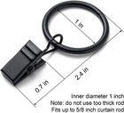 44 Pack Curtain Rings Hangers Drapery Clips  1 In For 5 8 Inch Curtain Rod