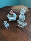 Lot Vintage Miniature Dollhouse 1 12 White Wire Wicker Patio Furniture Sun Room