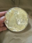 Vintage Japan Celluloid Pearl Cream Gold Double Mirror Vanity Standing Compact