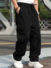 Mens Cargo Pants Loose Fit Drawstring Straight Leg Casual Work Trousers