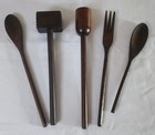 Vintage Wooden Spoon Lot Hand Carved Wood Kitchen Utensils Farmhouse Set 5