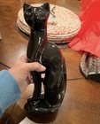 Retro Vintage Glazed Black Cat With Green Eyes
