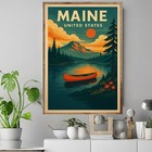 Maine Retro Poster Usa Wall Art Vintage Landscape Print Canvas Home Decor