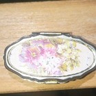 Vintage Style Floral Hinged Oval Metal Pill Box Trinket Silver gold Tone