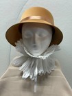 Tan Bowler Derby Hat - Boho Floral Daisy Rose - Tea Party Church Hat - Handmade