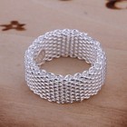 925 Sterling Silver Flexible Band Plain Mesh Plated Ring B2