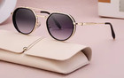 Sunglasses Retro Aviator Style Women Men Rounded Metal Frame Luxury Uv400 Shades