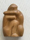 Vintage Wooden Hand Carved Embracing Couple Sculpture Figurine