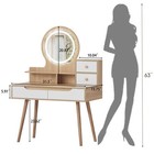 Makeup Vanity Desk With 3 Adjustable Lighted Round Mirror Dressing Table Set