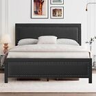 Vecelo Twin Full Queen Size Bed Frame Metal Platform With Upholstered Headboard