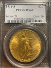 1916-s St  Gaudens  20 Twenty Dollar Gold Double Eagle Pcgs Ms 65 Type 3 W motto