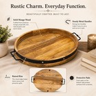 20  X 24  Extra Large Oval Ottoman Tray Solid Mango Wood Iron Handles