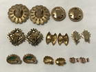 Vintage Lot Of 8 Pair Gold Tone Statement Earrings Stud Clip On Screw Back