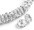 200pcs Rondelle Spacer Beads 6mm Silver Plated Czech White Crystal Rhinestone   