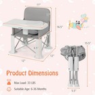 Baby Booster Chair Kid Portable Gray Seat Activity Floor Travel With Double Tray