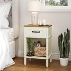 Yauktak White Farmhouse Nightstand Drawer Small Wooden Bedside Table White End