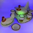 Antique Vall  rysthal   Portieux Manganese Glass Egg Service  C  1900