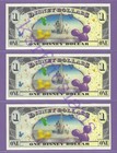 2009 A  1 Mickey   Pluto Disneyland Disney Dollars  3  Consecutive A00018148-150