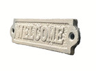 Welcome Sign Cast Iron White Door Entryway Wall Plaque 5 
