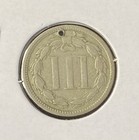 1868 Three Cent Nickel 3c United States Coin Holed Free Shipping