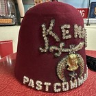Vtg 30s 40s Jeweled Freemason Shriner Fez Hat Kena Past Commander Tassel Ihling