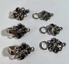 Set Of 3 Large Decorative Hook   Eyes Fasteners Sewn-on Antiqued Silver Tone