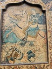 Antique Persian Qajar Champlev   Enamel Plaque Frame W  Vintage Miniature Print