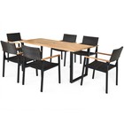 7pcs Patio Garden Dining Set Outdoor Dining Furniture Set W  Umbrella Hole