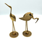 Vintage Mcm Brass Bird Pair Of 2 Crane Heron Egret Large Figurines 11 5      9 5   