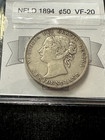 1894  Coin Mart Graded  Newfoundland    50 Fifty Cent  vf-20  