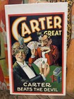 Antique 1926 Carter The Great Beats The Devil Poster Sign Magic Devil Poker Rare