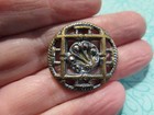 Vintage Button  Large Pierced Metal With Shell Design  Tinted  approx  1-1 8   N