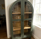 New Green Accent Cabinet Glass Doors Adjustable Shelves Wood Storage Cabinet
